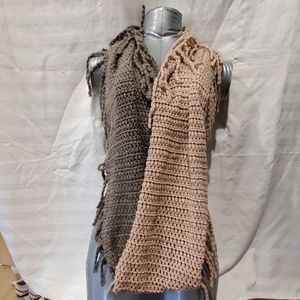 Fringed, color block infinity scarf